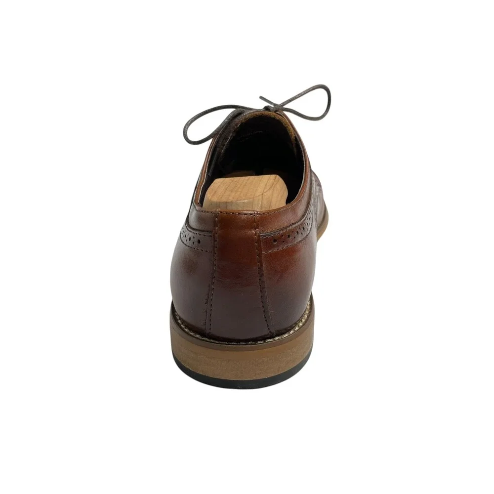 Stacy Adams Mens Cognac Brown Leather Cap Toe Brogue Derby Dress Shoes size 12M